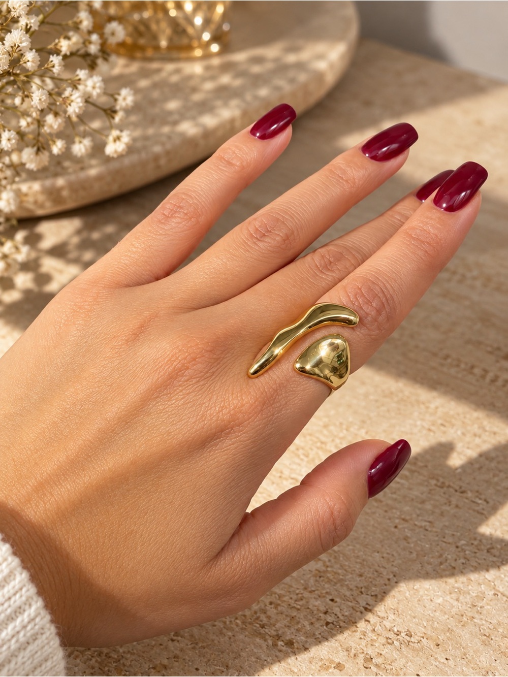 Gold Open Wave Ring